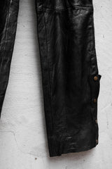 90's~00's USA BIKERS Vintage Leather Motorcycle Pants 古著真皮機車褲 側拉鍊 褲腳排釦