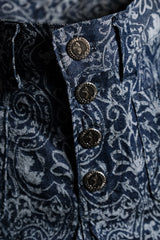 Paisley Jacquard Denim Flared Jeans 古著圖騰緹花丹寧喇叭褲