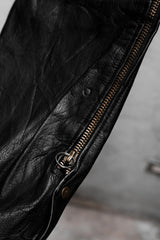 90's~00's USA BIKERS Vintage Leather Motorcycle Pants 古著真皮機車褲 側拉鍊 褲腳排釦