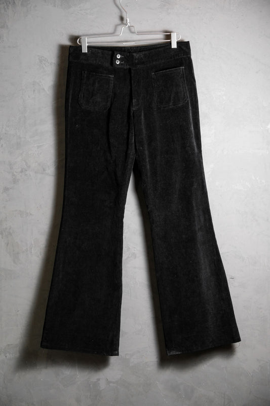 日本のヴィンテージ ブラック ベルベット フレア パンツ