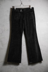 日本のヴィンテージ ブラック ベルベット フレア パンツ