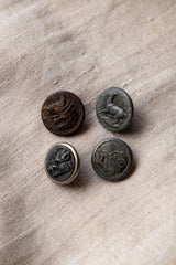French Antique Animal Embossed Hunting Buttons Set 法國古董 動物浮雕狩獵扣