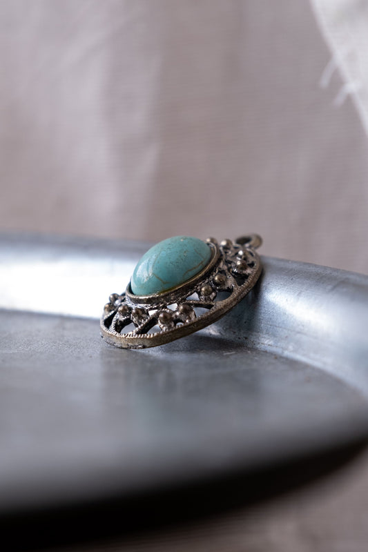 Natural Turquoise Pendant & Necklace Turkish Turquoise Pendant Necklace