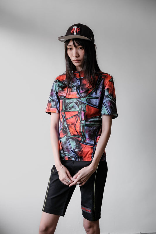 Vintage rogelli 1/4 Zip abstract Patterns Cycling Jersey