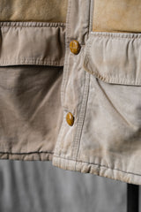 1980's "CHEVIGNON" Shearling Leather Shawl Collar Coat French vintage sheep fur loofah collar coat