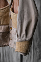 1980's "CHEVIGNON" Shearling Leather Shawl Collar Coat French vintage sheep fur loofah collar coat