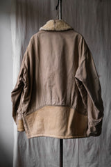 1980's "CHEVIGNON" Shearling Leather Shawl Collar Coat French vintage sheep fur loofah collar coat