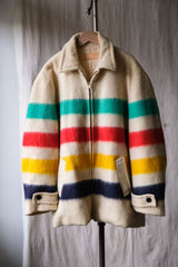 1960's ”Hudson's Bay Point Blanket” Vintage Striped Wool Coat Jacket 1960s Vintage Striped Wool Coat