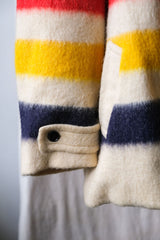 1960's ”Hudson's Bay Point Blanket” Vintage Striped Wool Coat Jacket 1960s Vintage Striped Wool Coat
