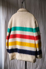 1960's ”Hudson's Bay Point Blanket” Vintage Striped Wool Coat Jacket 1960s Vintage Striped Wool Coat