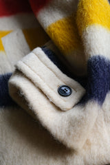 1960's ”Hudson's Bay Point Blanket” Vintage Striped Wool Coat Jacket 1960s Vintage Striped Wool Coat