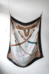 France 1873 Vintage Silk Scarf Made in Japan Japanese-made Royal Print Silk Large Square Scarf