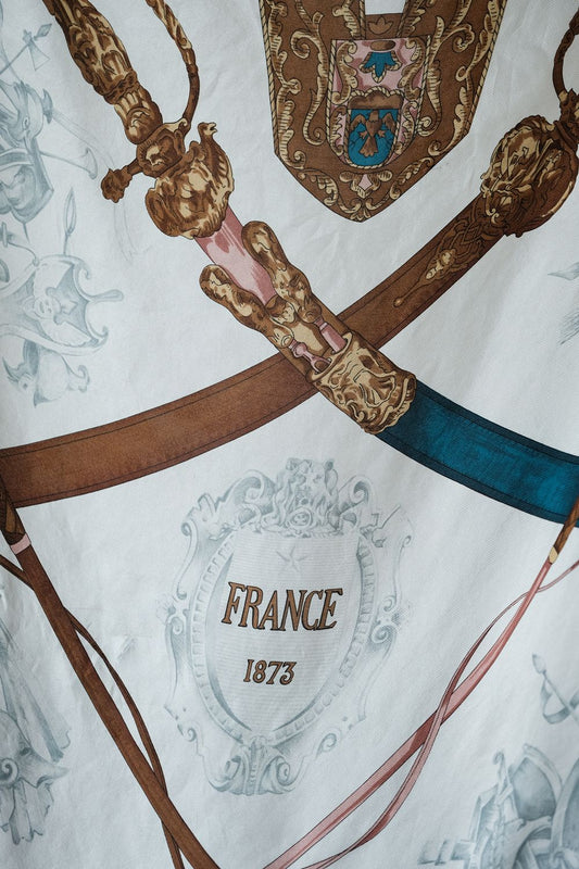 France 1873 Vintage Silk Scarf Made in Japan 日本製 宮廷印花絲質大方巾