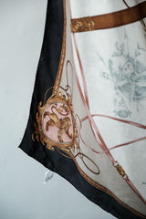 France 1873 Vintage Silk Scarf Made in Japan Japanese-made Royal Print Silk Large Square Scarf