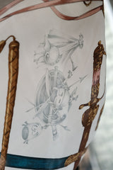 France 1873 Vintage Silk Scarf Made in Japan Japanese-made Royal Print Silk Large Square Scarf