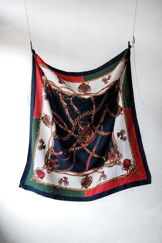 Vintage Baroque Print Silk Scarf 巴洛克印花絲質大方巾 綠紅藍白
