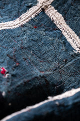 ヴィンテージハンドメイドインディゴテキスタイルキルト。アンティークキルトヴィンテージハンドメイド刺繍ブルー染め古代布はテーブルクロスや吊り布として使用できます。写真の背景