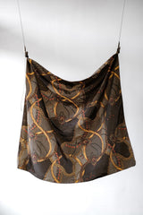 ヴィンテージ バロック プリント シルク スカーフ バロック プリント シルク スカーフ イエロー グリーン