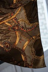 ヴィンテージ バロック プリント シルク スカーフ バロック プリント シルク スカーフ イエロー グリーン