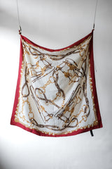 Vintage Baroque Print Silk Scarf Baroque Print Silk Scarf Red, White and Gold