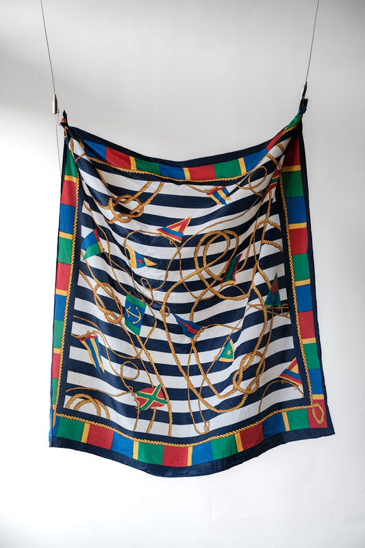 Vintage Baroque Print Silk Scarf 巴洛克印花絲質大方巾 條紋