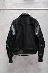Thurs Wool Leather Sleeve D-Pocket Jacket 台灣設計師品牌 羊毛拼接皮袖夾克