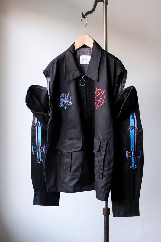 OVKLAB 18S/S バズーカ スカジャン ジャケット 台湾ストリートブランド 取り外し可能 ファスナー 刺繍 ジャケット