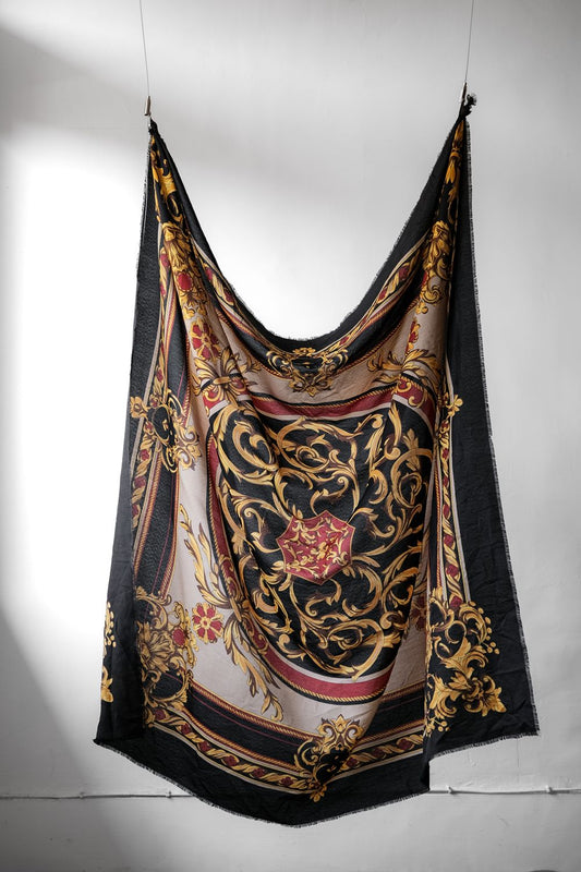 Vintage Baroque Print Big Scarf 巴洛克印花棉質特大方巾