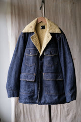 1970s Sears ROEBUCK Sherpa Lined Denim Chore Jacket 70s vintage lambswool lining denim work jacket