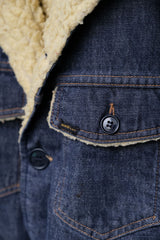 1970s Sears ROEBUCK Sherpa Lined Denim Chore Jacket 70s vintage lambswool lining denim work jacket