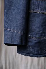 1970s Sears ROEBUCK Sherpa Lined Denim Chore Jacket 70s vintage lambswool lining denim work jacket