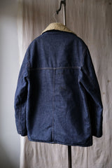 1970s Sears ROEBUCK Sherpa Lined Denim Chore Jacket 70s vintage lambswool lining denim work jacket