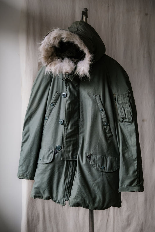 USAF 1980年代 N-3B ECW フライト パーカー 米軍支給パイロット ポーラー 防寒コート 合成ウール 帽子