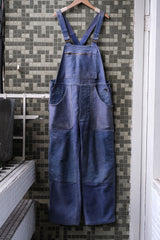 1940's "Le Mont St Michel" French Indigo Moleskin Overalls Vintage French workwear blue-dyed moleskin patch overalls