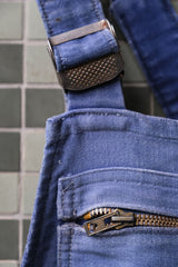 1940's "Le Mont St Michel" French Indigo Moleskin Overalls Vintage French workwear blue-dyed moleskin patch overalls