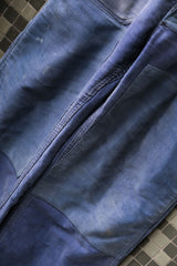 1940's "Le Mont St Michel" French Indigo Moleskin Overalls Vintage French workwear blue-dyed moleskin patch overalls