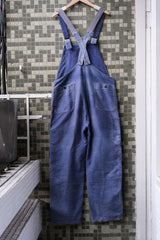 1940's "Le Mont St Michel" French Indigo Moleskin Overalls Vintage French workwear blue-dyed moleskin patch overalls