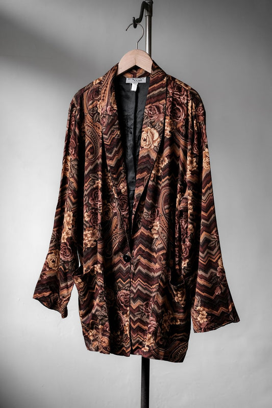 "Kensington Square" Vintage Floral Print Blazer Jacket Vintage floral print casual suit jacket made in the United States