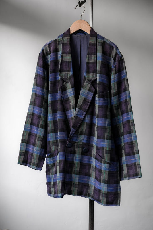 "International Spotlight Clothing" Vintage Viscose Linen Plaid Blazer Jacket
