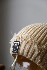Palm Angels PXP Fisherman Beanie - Sand White Italian street brand fisherman's hat sand color