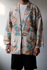”Liz Claiborne” Vintage Linen Cotton Floral Print Blazer Jacket 復古棉麻花卉休閒西裝外套
