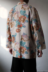 ”Liz Claiborne” Vintage Linen Cotton Floral Print Blazer Jacket 復古棉麻花卉休閒西裝外套