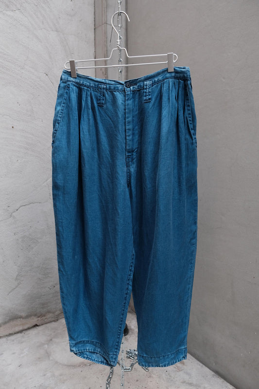 PORTER CLASSIC indigo linen wide bebop pants 藍染亞麻寬版氣球褲