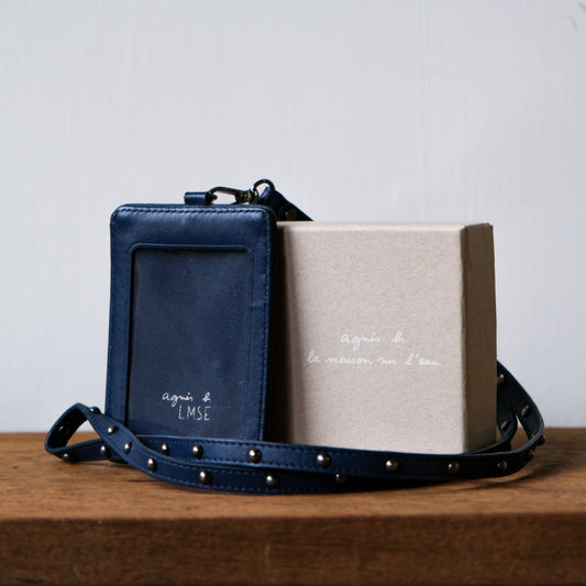 Agnes b. Leather ID Card Holder leather strap ID card holder leisure card holder dark blue