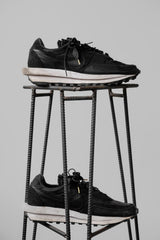 SACAI x Nike LDWaffle Black Japanese designer co-branded double hook suede nylon ribbon jogging shoes