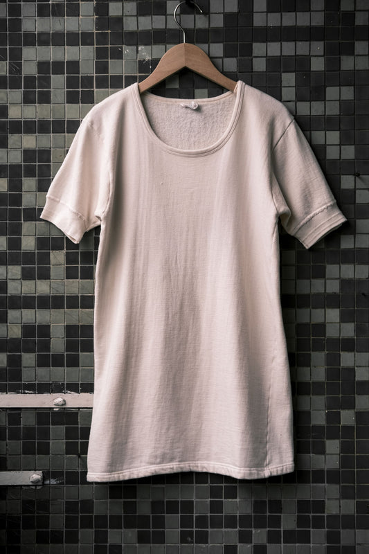 French Vintage “Bonuf” Basic Cotton Jersey Undershirt 法國古著棉質刷毛短袖內衣 象牙白