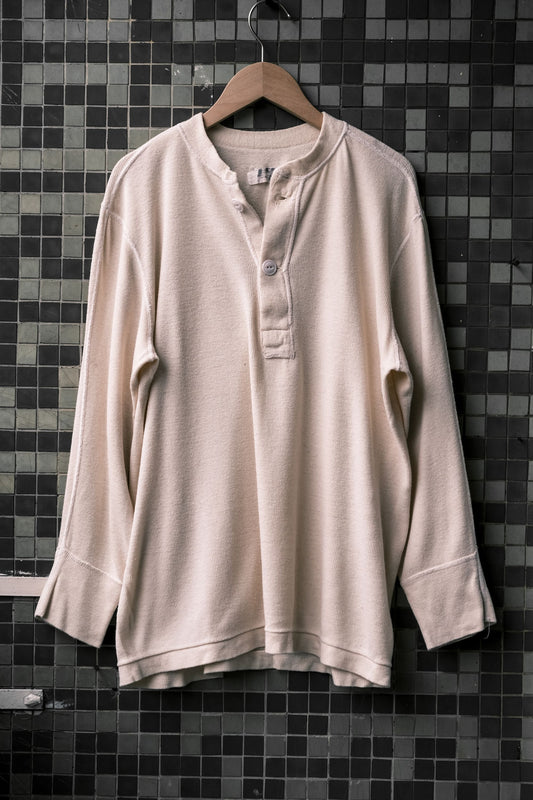 USARMY 1980年代 ウール コットン ヘンリー アンダーシャツ 米軍支給 ウール コットン ブレンド ヘンリーカラー アンダーシャツ ベージュ