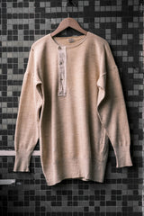 British Vintage "STELLA" Henley Undershirt British Vintage Knitted Henley Collar Long Sleeve Undershirt Wheat