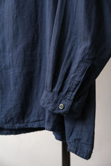 Porter Classic - SUVIN GOLD GAUZE STAND COLLAR LONG SMOCK SHIRT - NAVY (Product at Anemone Studio)
