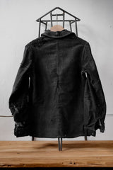 1940年代の「ル・モン・サン・ミシェル」フランス製ヴィンテージ ブラック モールスキン ボロジャケット フランス製ワークウェア ヴィンテージ ブラック モールスキン ボロボロ ワークジャケット